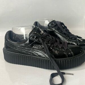 Puma Fenty Rihanna black creeper in black patent leather. Size 9